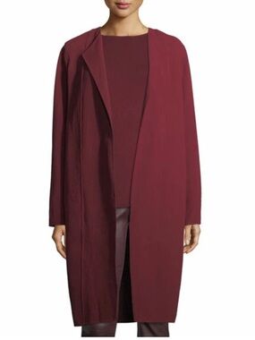 Lafayette 148 New York Nouveau Crepe Robyn Wool Coat- Shiraz